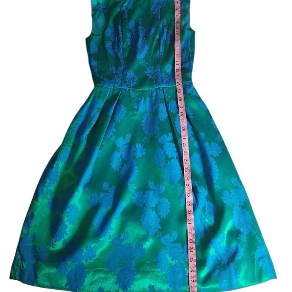 Mardis Gras Vintage Green Floral Dress - Picture 7 of 9
